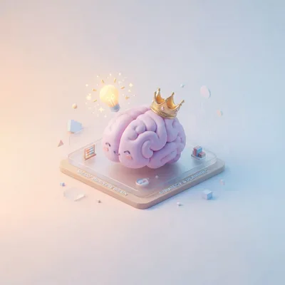 3D Illustration Of A Crowned Brain With Lightbulb