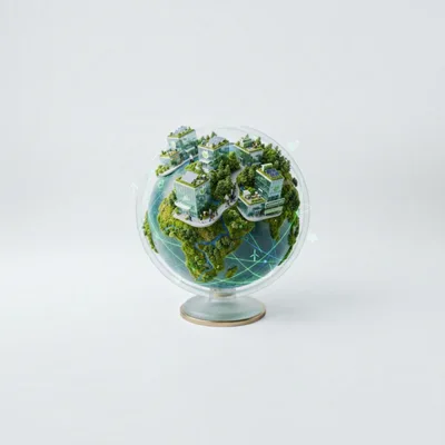 Miniature Sustainable Eco City Inside A Glass Globe