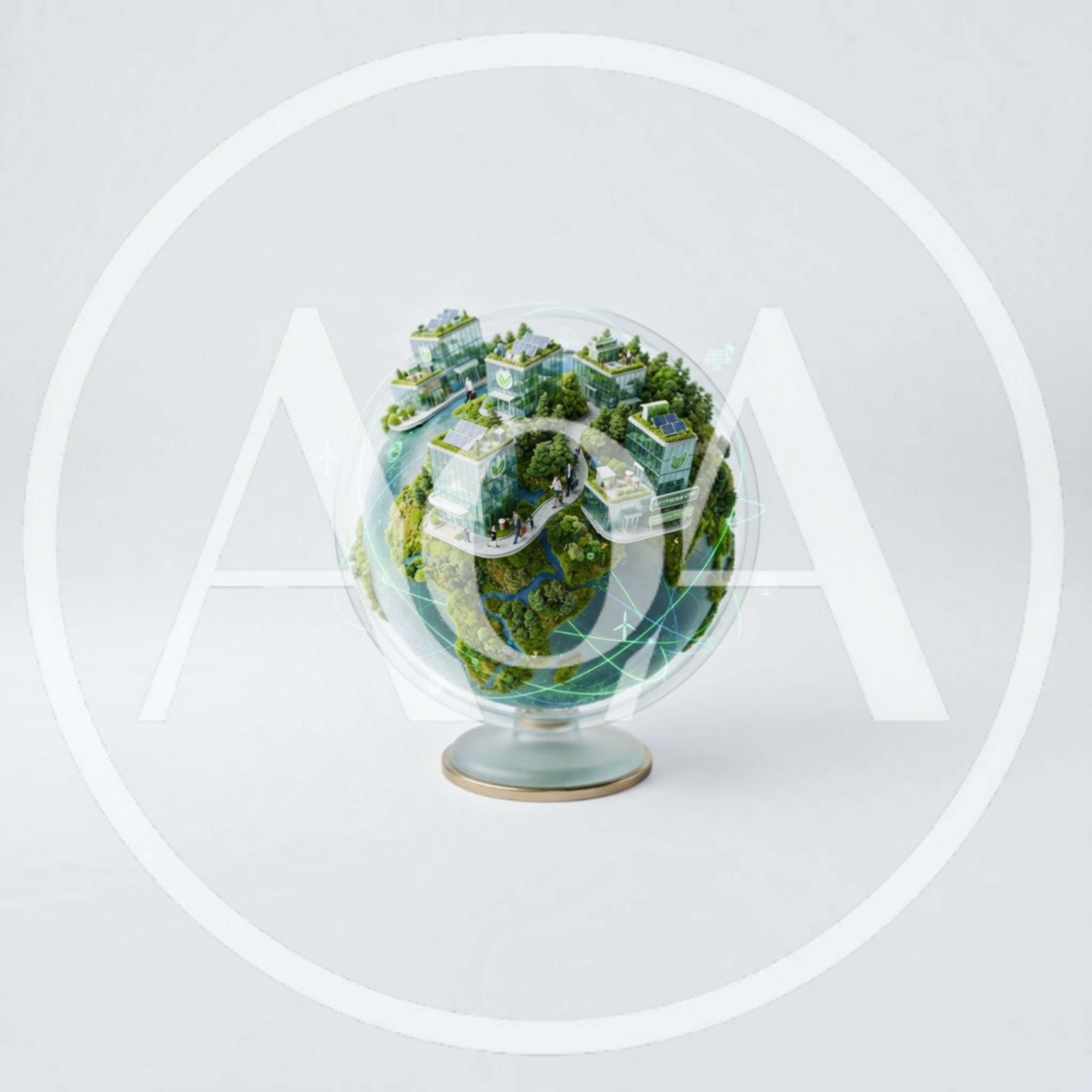 Miniature Sustainable Eco City Inside A Glass Globe