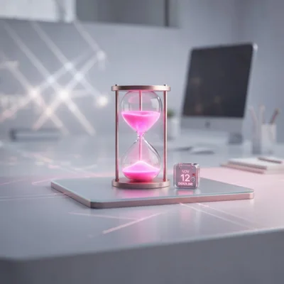 Pink Hourglass and Deadline Calendar on Office Desk