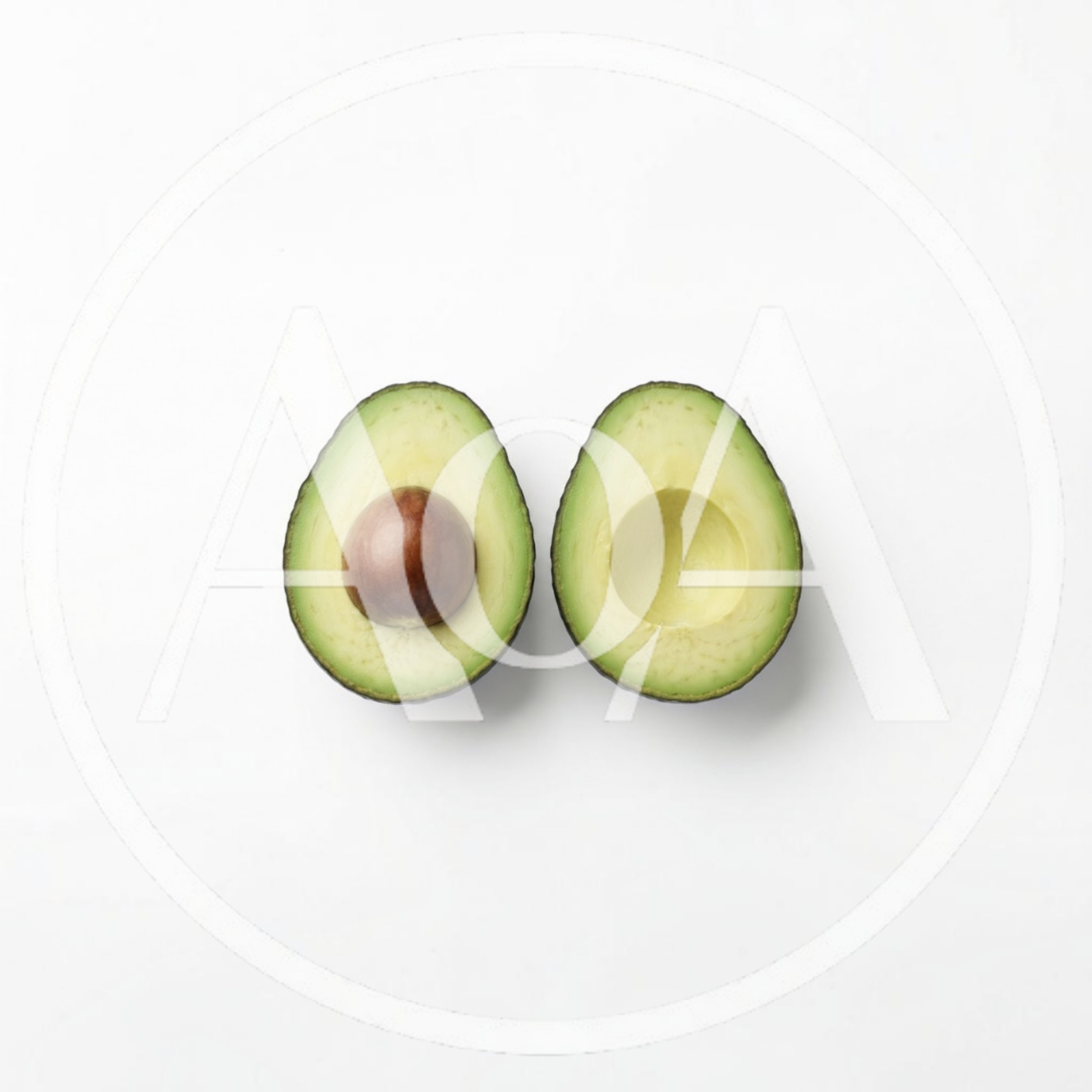 Two Halves Of A Fresh Ripe Avocado