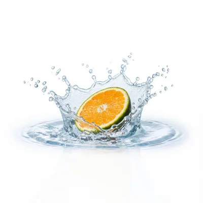 Orange Slice Dropping Into Water Splash