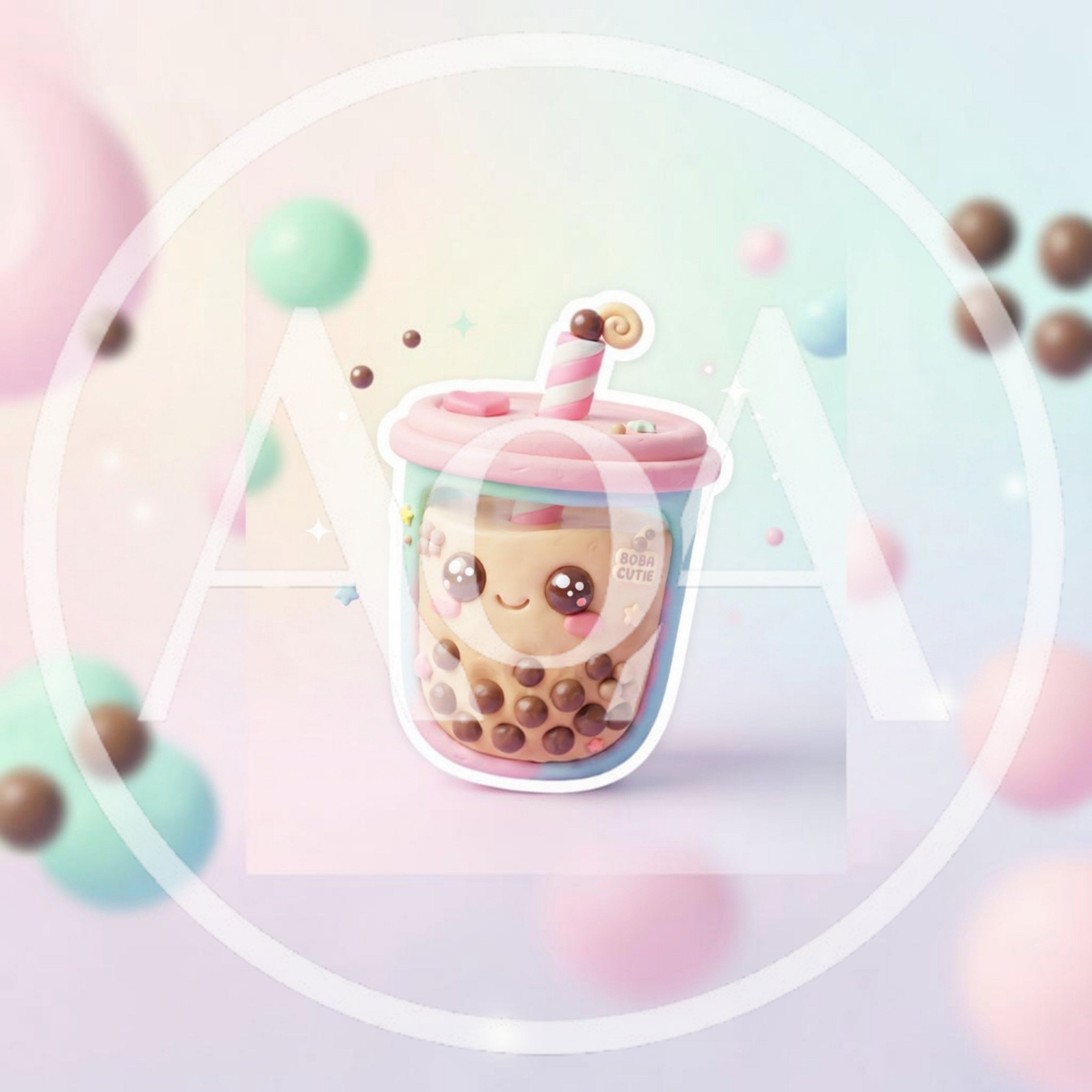 Cute Clay Style Boba Tea Illustration