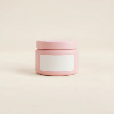 Pink Cosmetic Jar With Blank Label