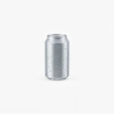 Silver Aluminum Beverage Can With Water Droplets