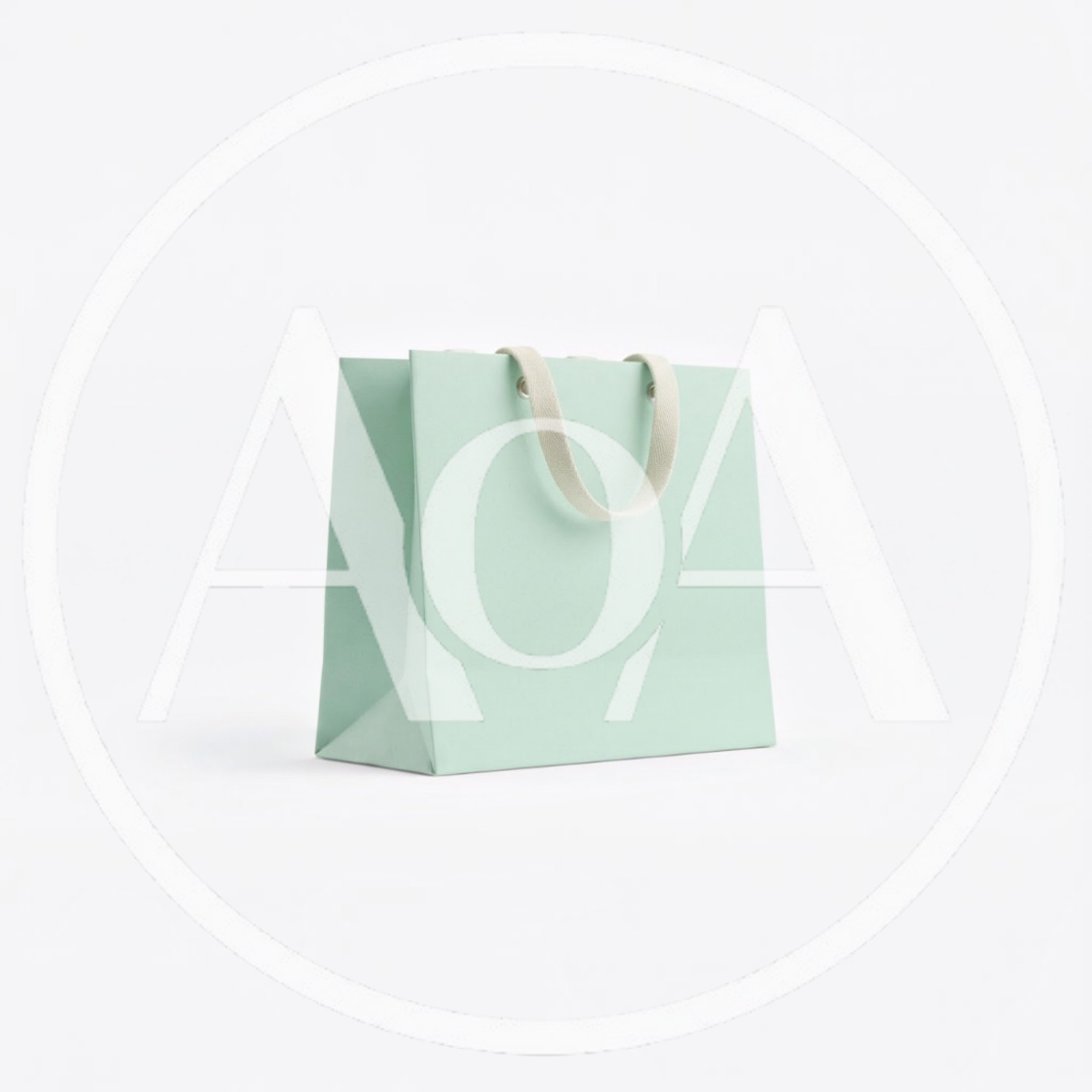 Minimalist Pastel Green Paper Shopping Bag
