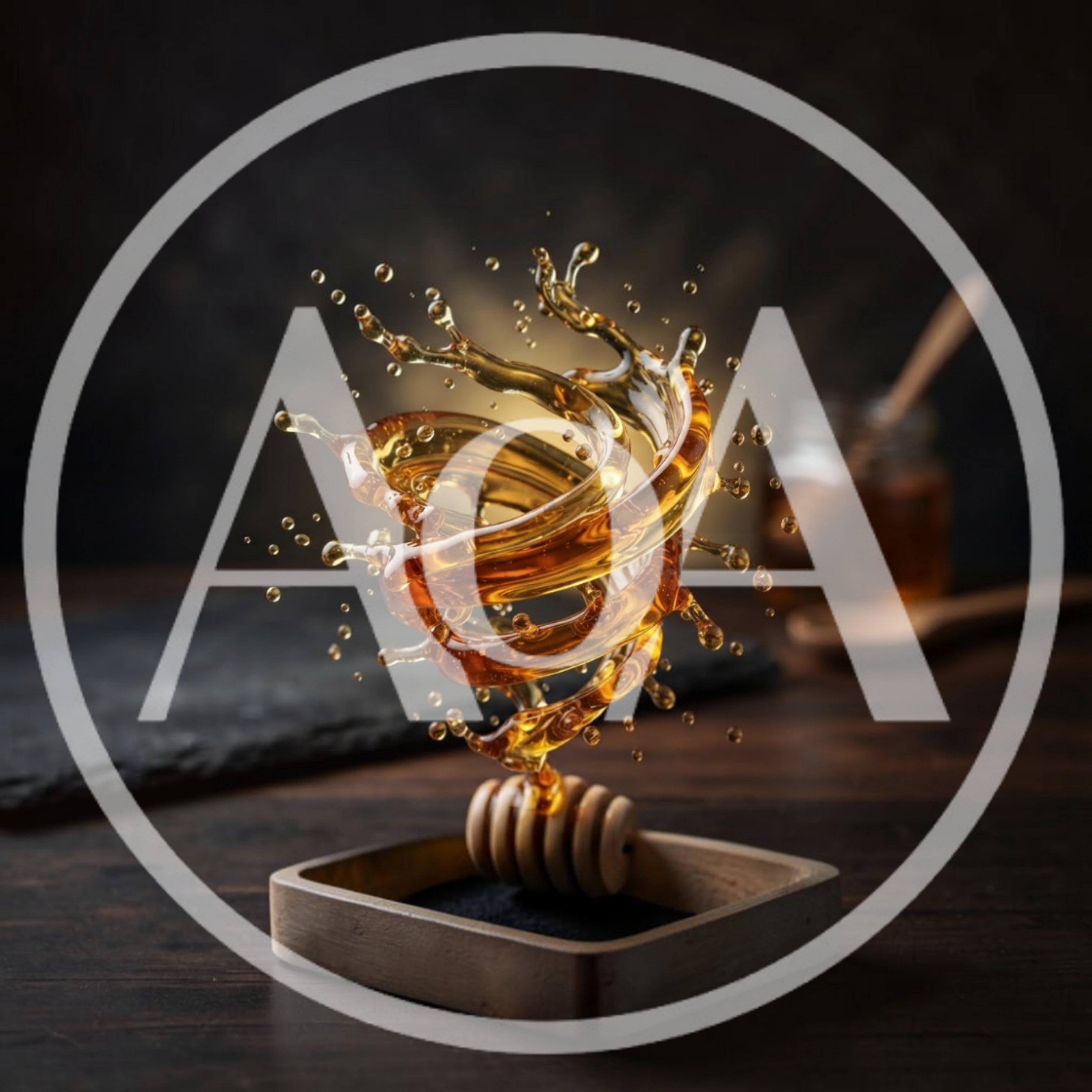 Honey Swirling Off A Wooden Honey Dipper