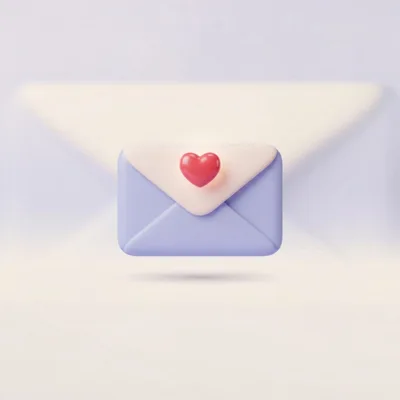 3D Rendered Love Letter Envelope With Heart Icon