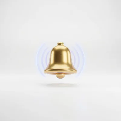 3D Rendered Golden Notification Bell Icon