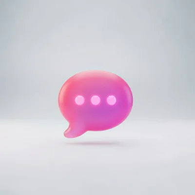 3D Pink Speech Bubble Icon With Ellipsis