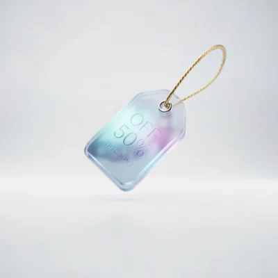 Frosted Glass Discount Tag With Golden String