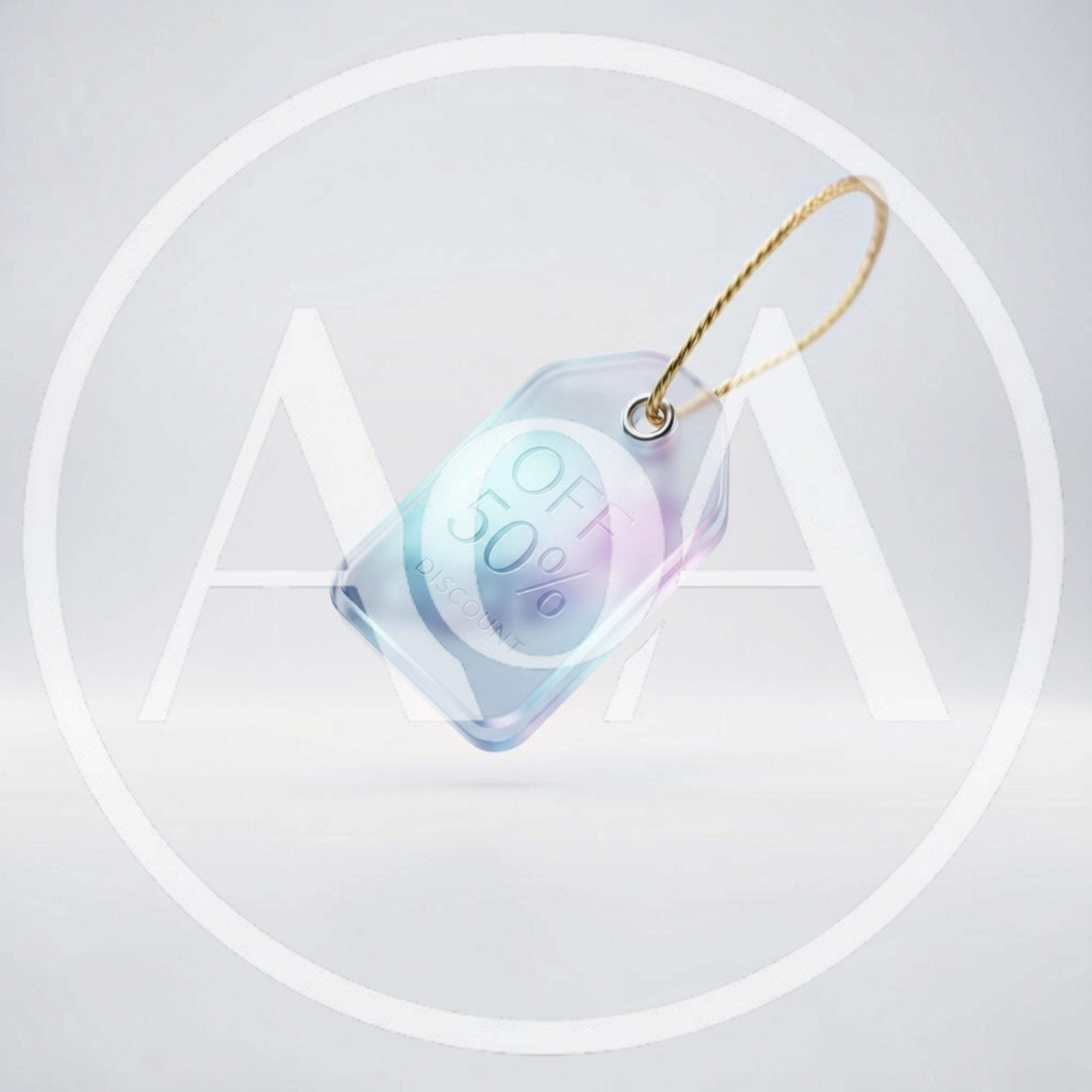 Frosted Glass Discount Tag With Golden String
