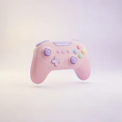 Pastel Pink And Purple Gaming Controller Floating