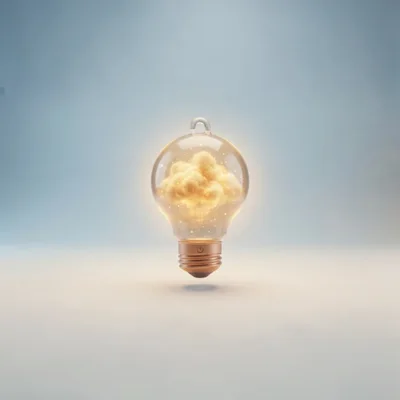 Glowing Cloud Inside A Glass Light Bulb
