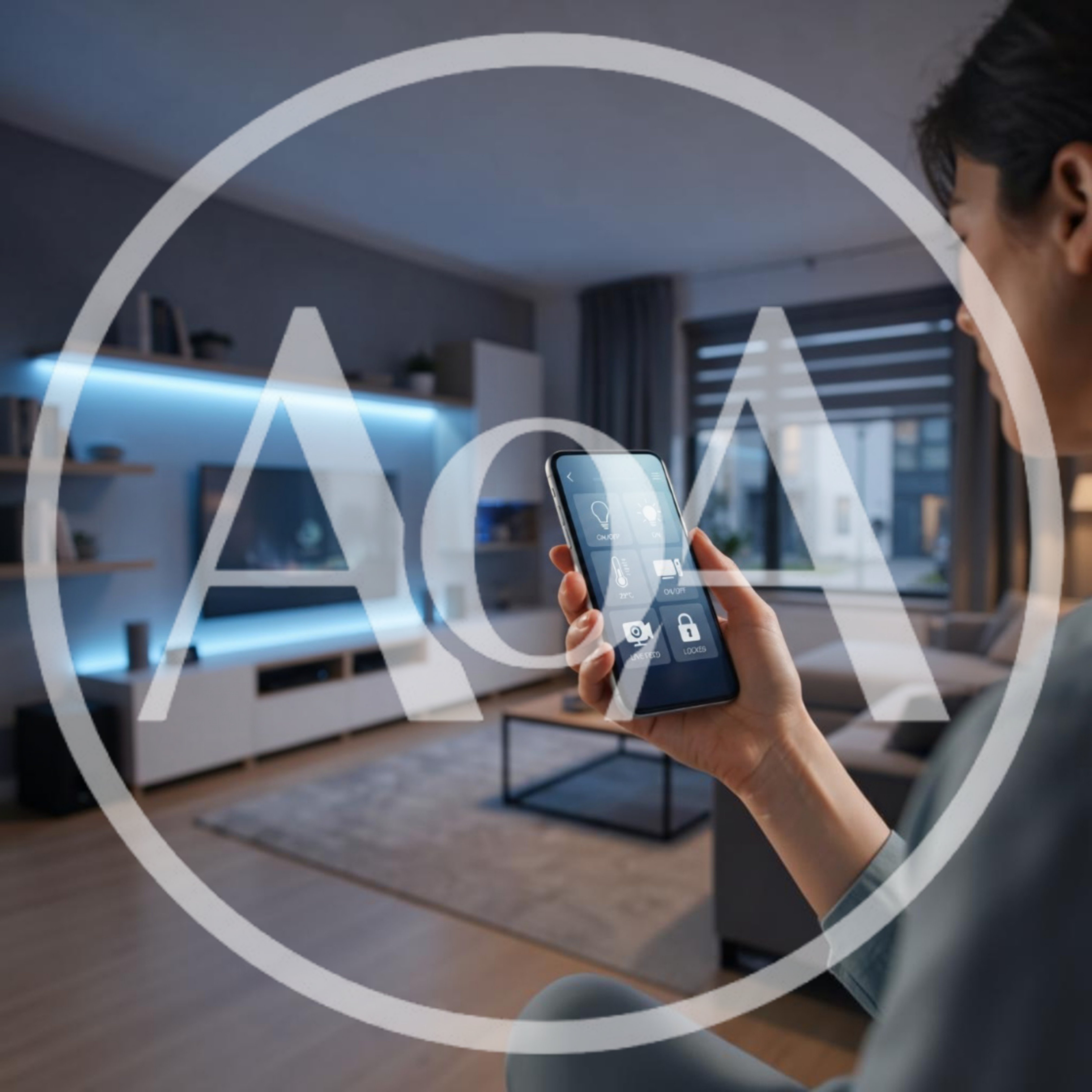 Woman Controlling Smart Home Devices With Smartphone App