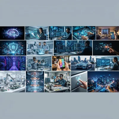 Collage of Advanced Technology and Digital Innovation Concepts