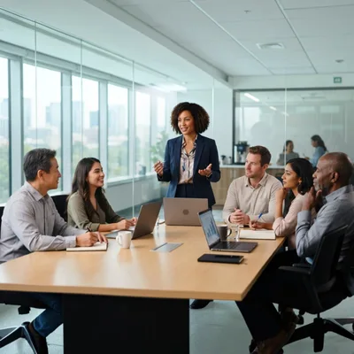 Diverse Business Team Collaborating In Modern Office Meeting