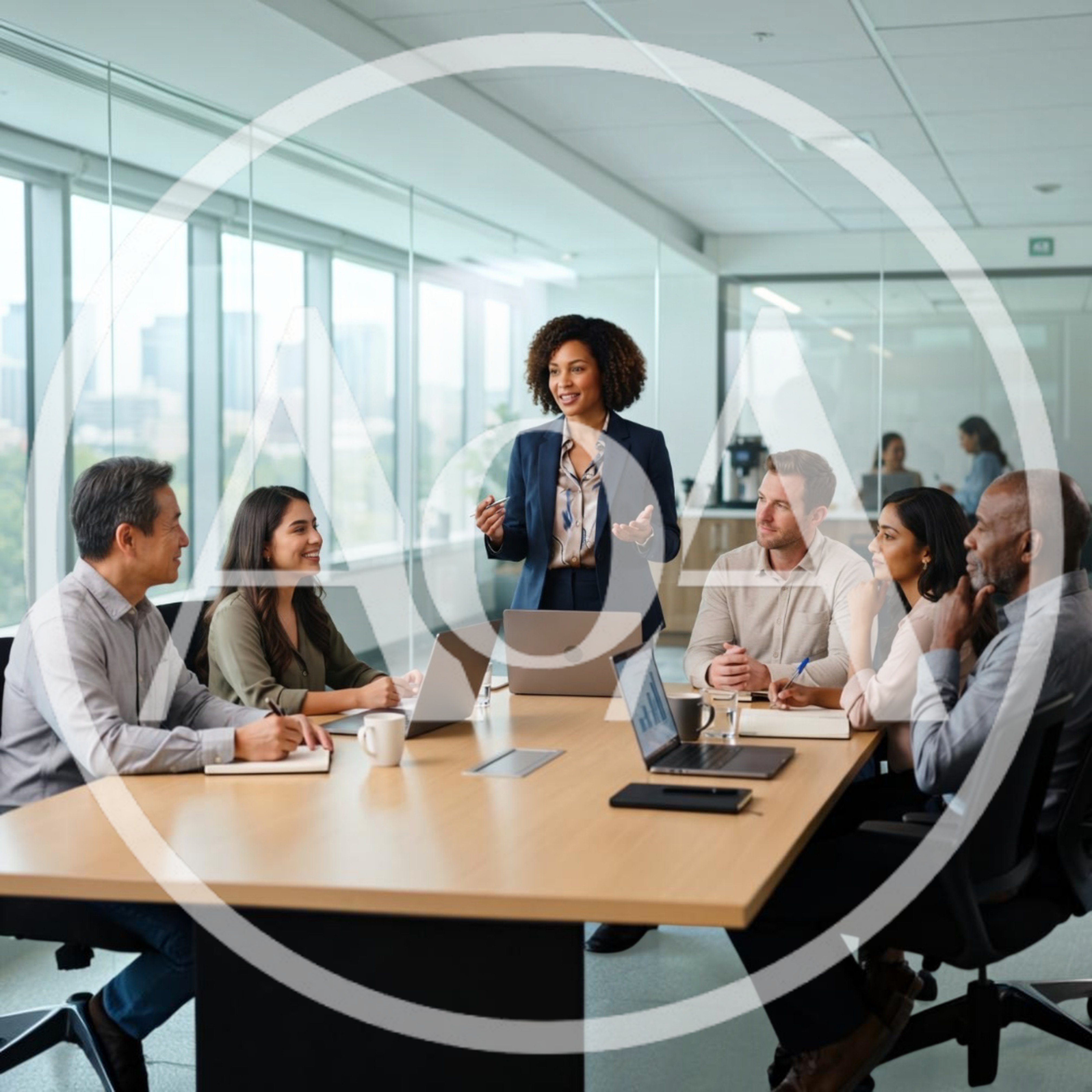 Diverse Business Team Collaborating In Modern Office Meeting