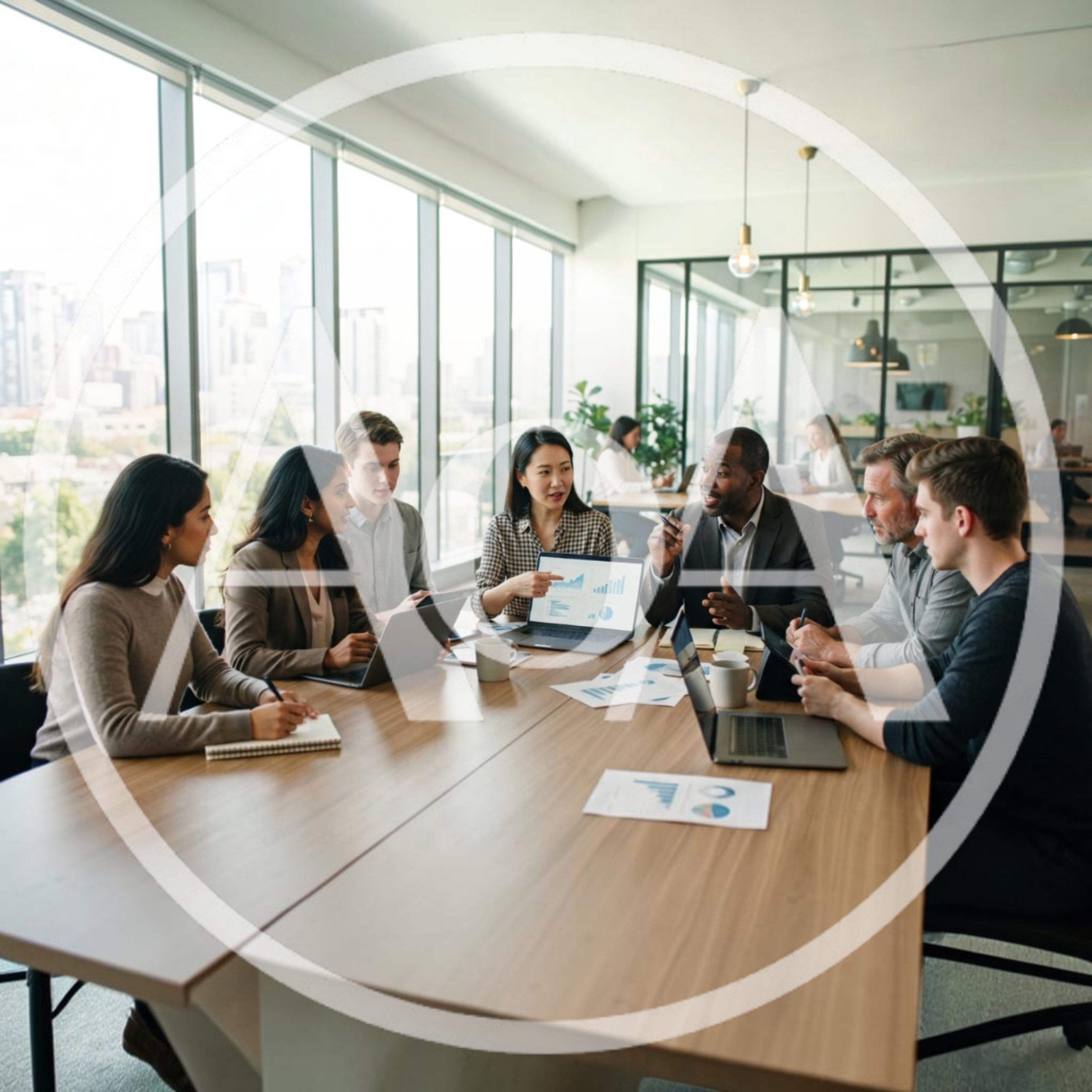 Diverse Business Team Collaborating in Modern Office Meeting