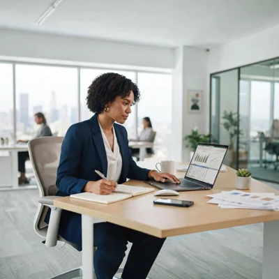 Professional Businesswoman Working On Laptop In Modern Office