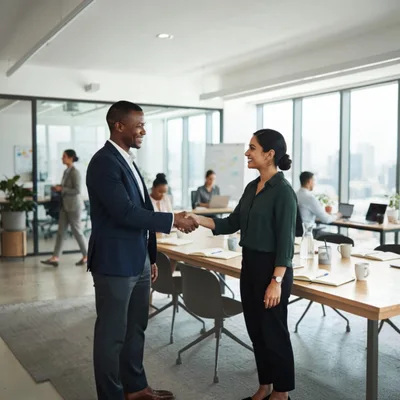 Professional Business People Shaking Hands In Modern Office