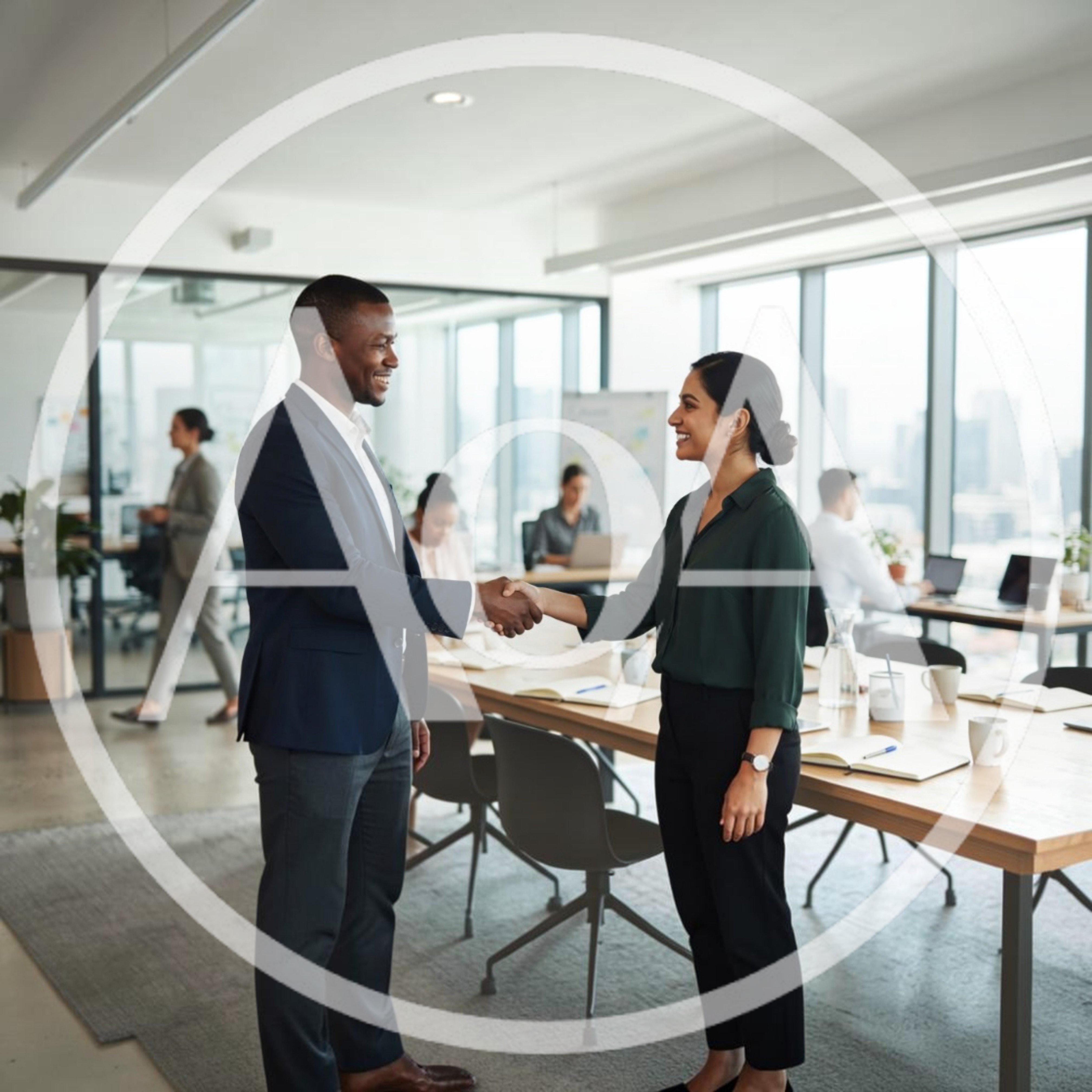 Professional Business People Shaking Hands In Modern Office