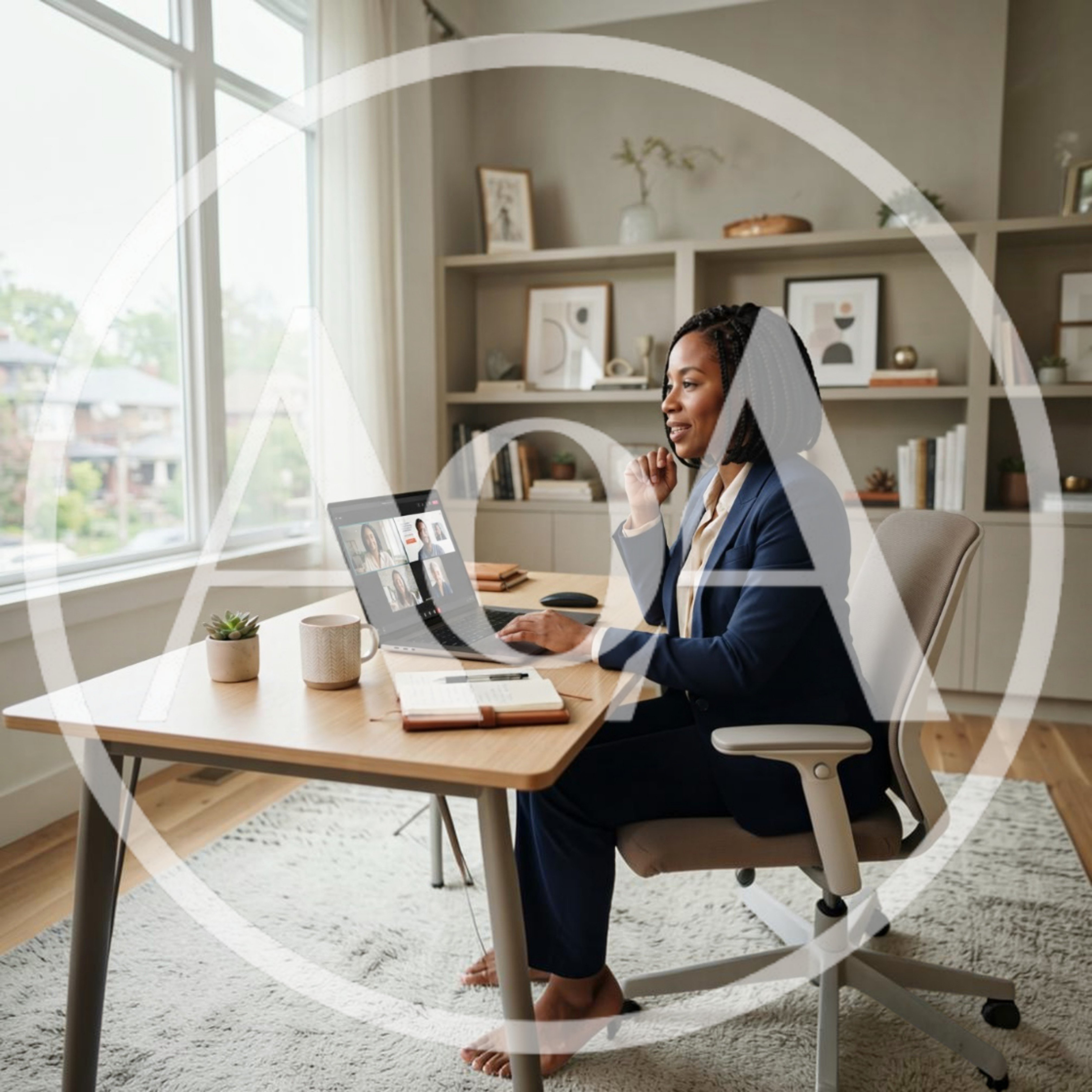 Professional Woman Working Remotely On Video Conference Call