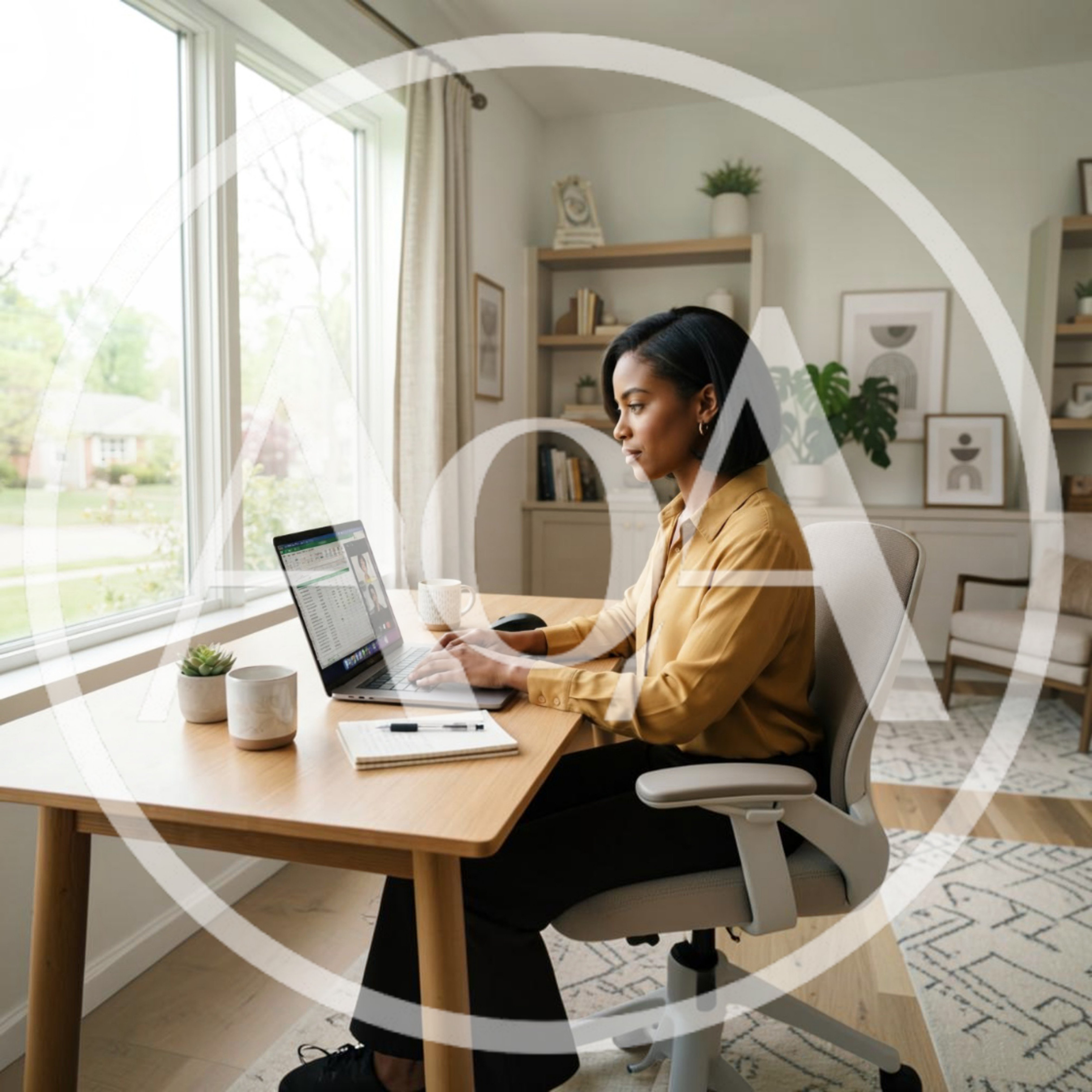 Professional Woman Working Remotely On Laptop At Home