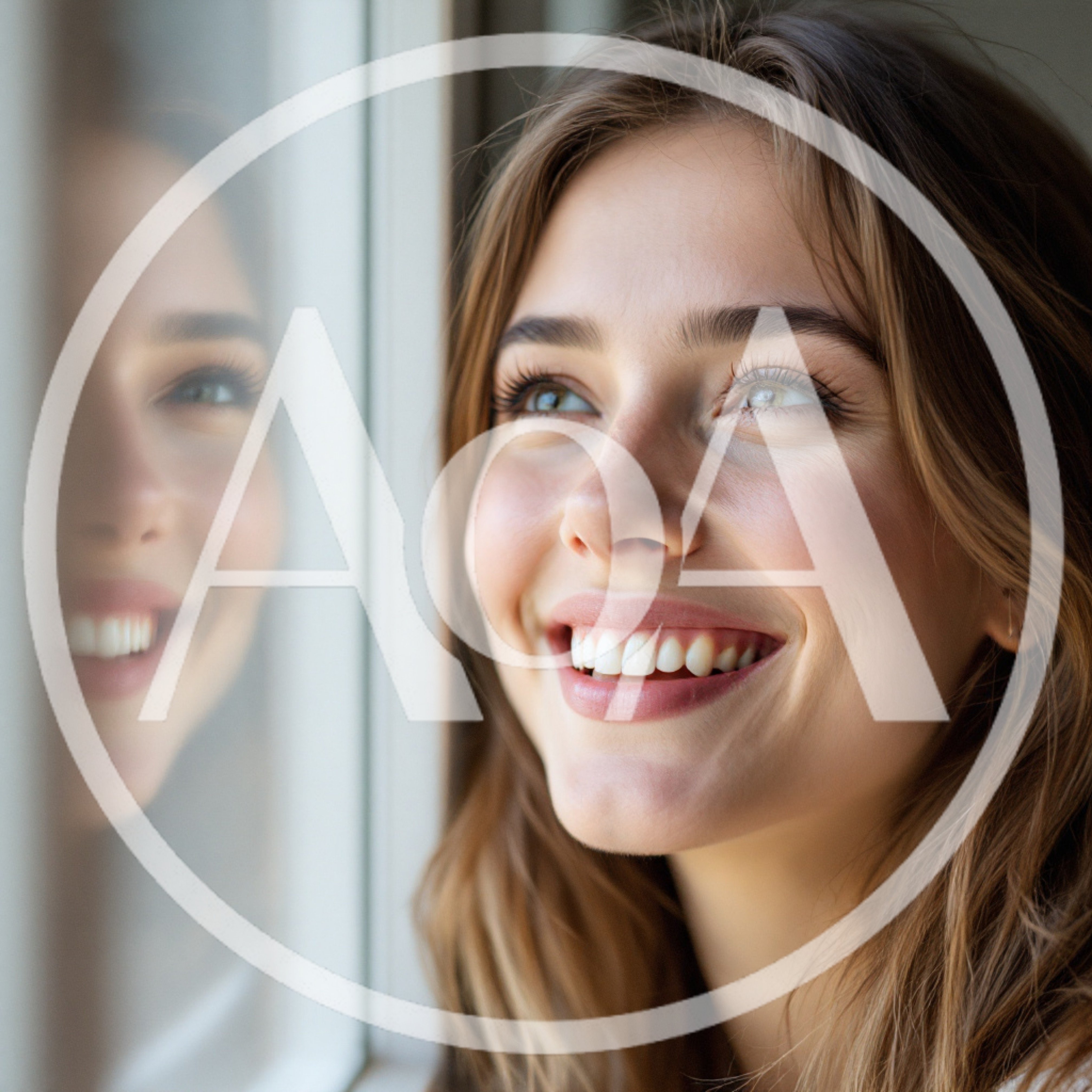 Young Woman Smiling While Looking Out A Window