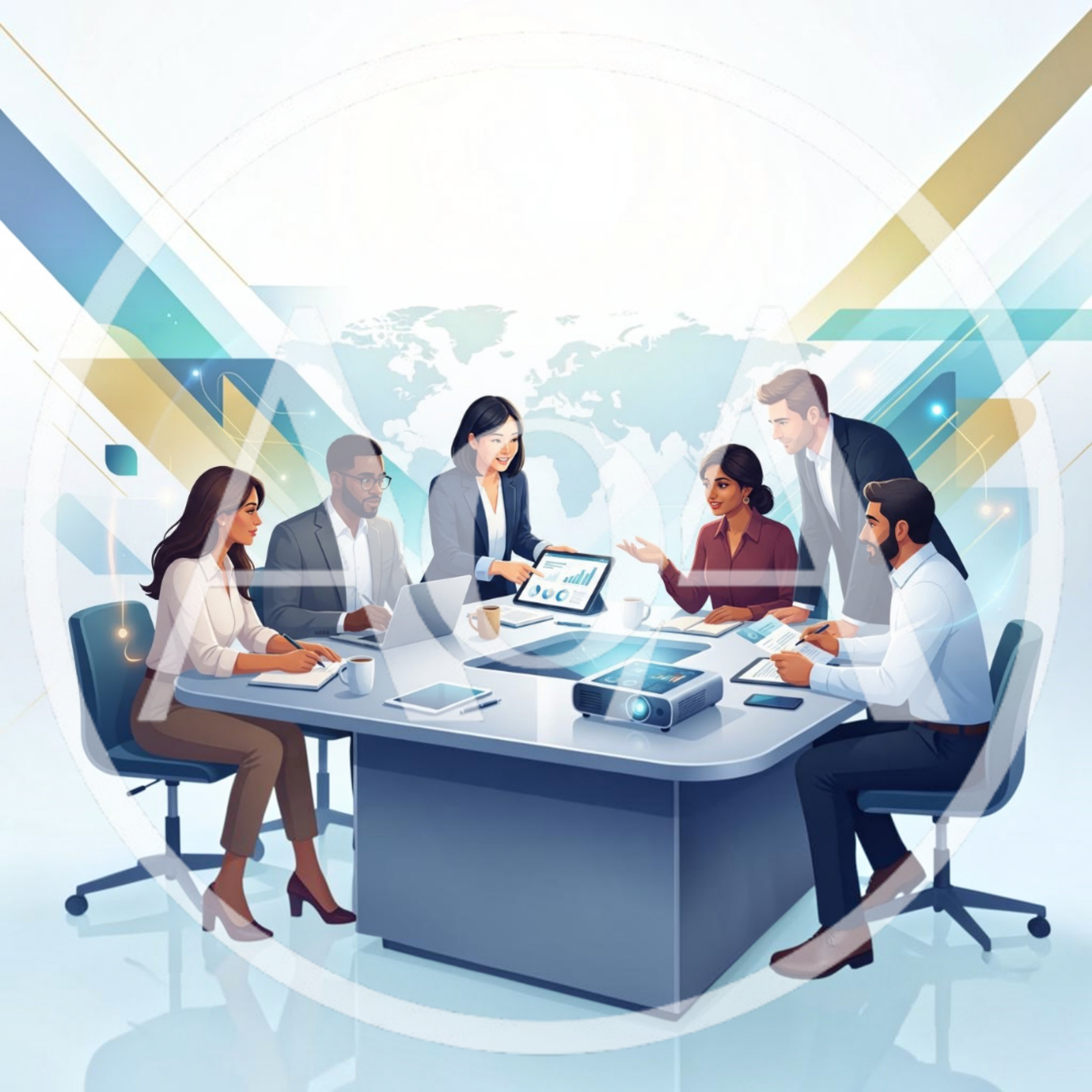 Diverse Business Team Collaborating In Modern Conference Room