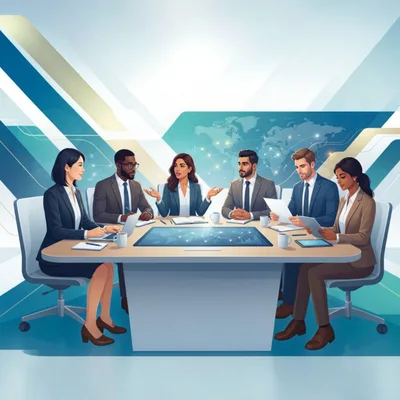 Diverse Business Professionals Collaborating In A Modern Boardroom
