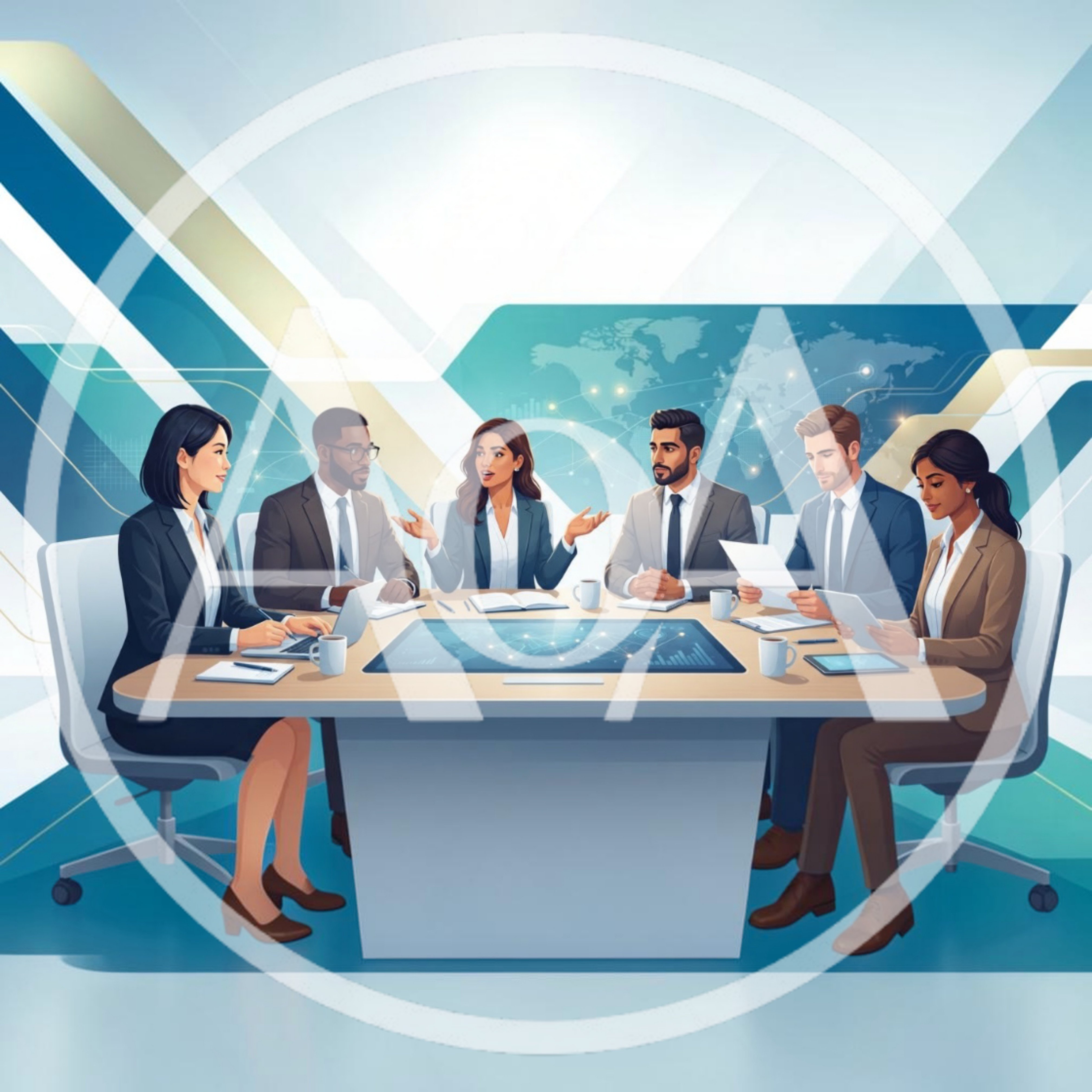 Diverse Business Professionals Collaborating In A Modern Boardroom