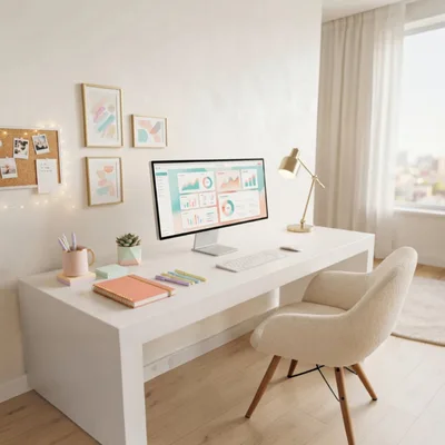 Modern Minimalist Home Office Workspace Setup
