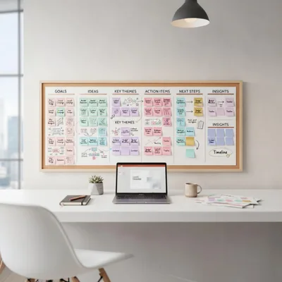 Modern Office Workspace With Strategic Planning Whiteboard