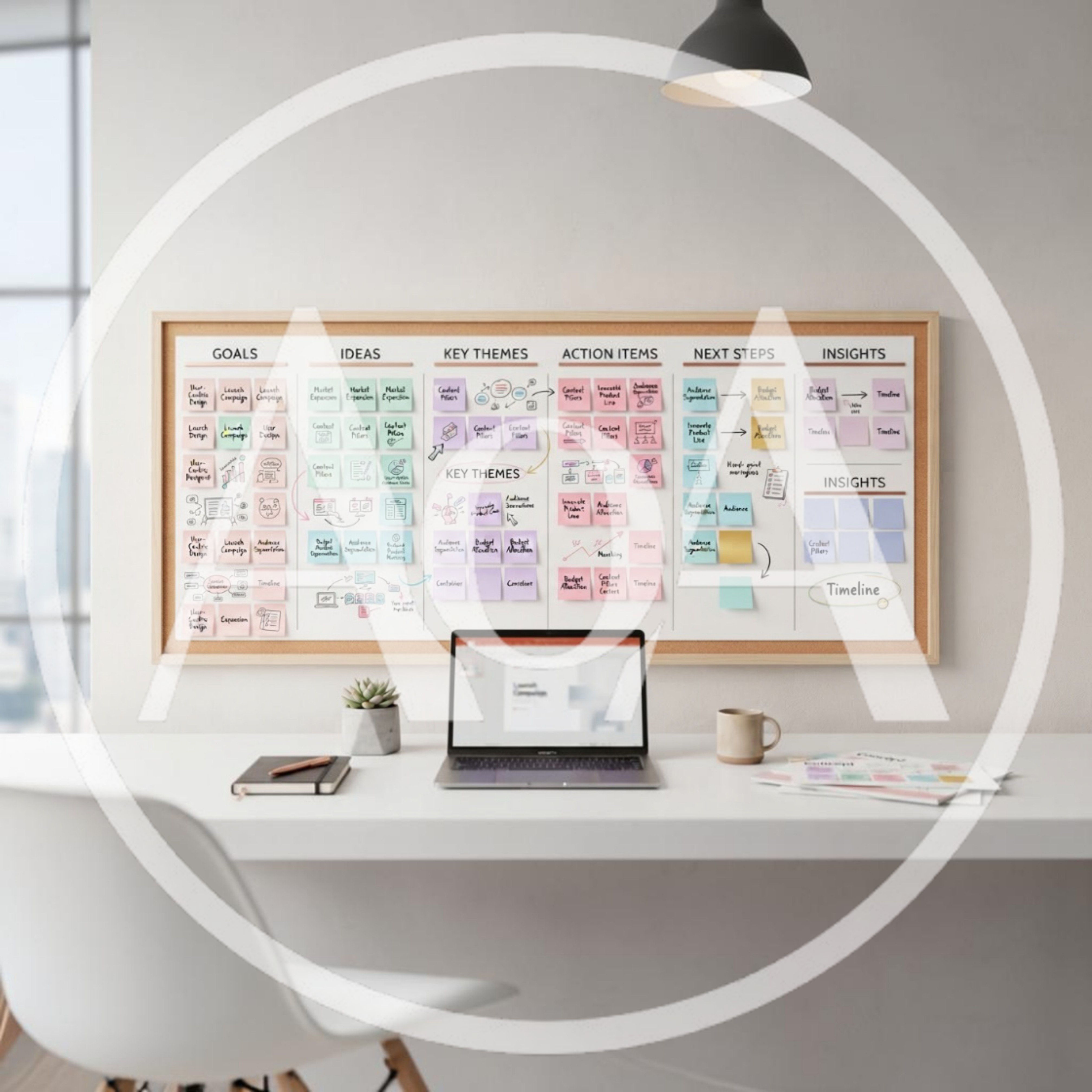 Modern Office Workspace With Strategic Planning Whiteboard