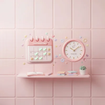 3D Rendered Calendar and Clock for Productivity Planning