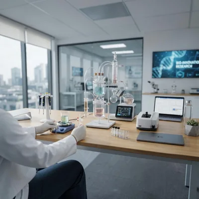 Scientist Conducting Chemical Research In Modern Laboratory