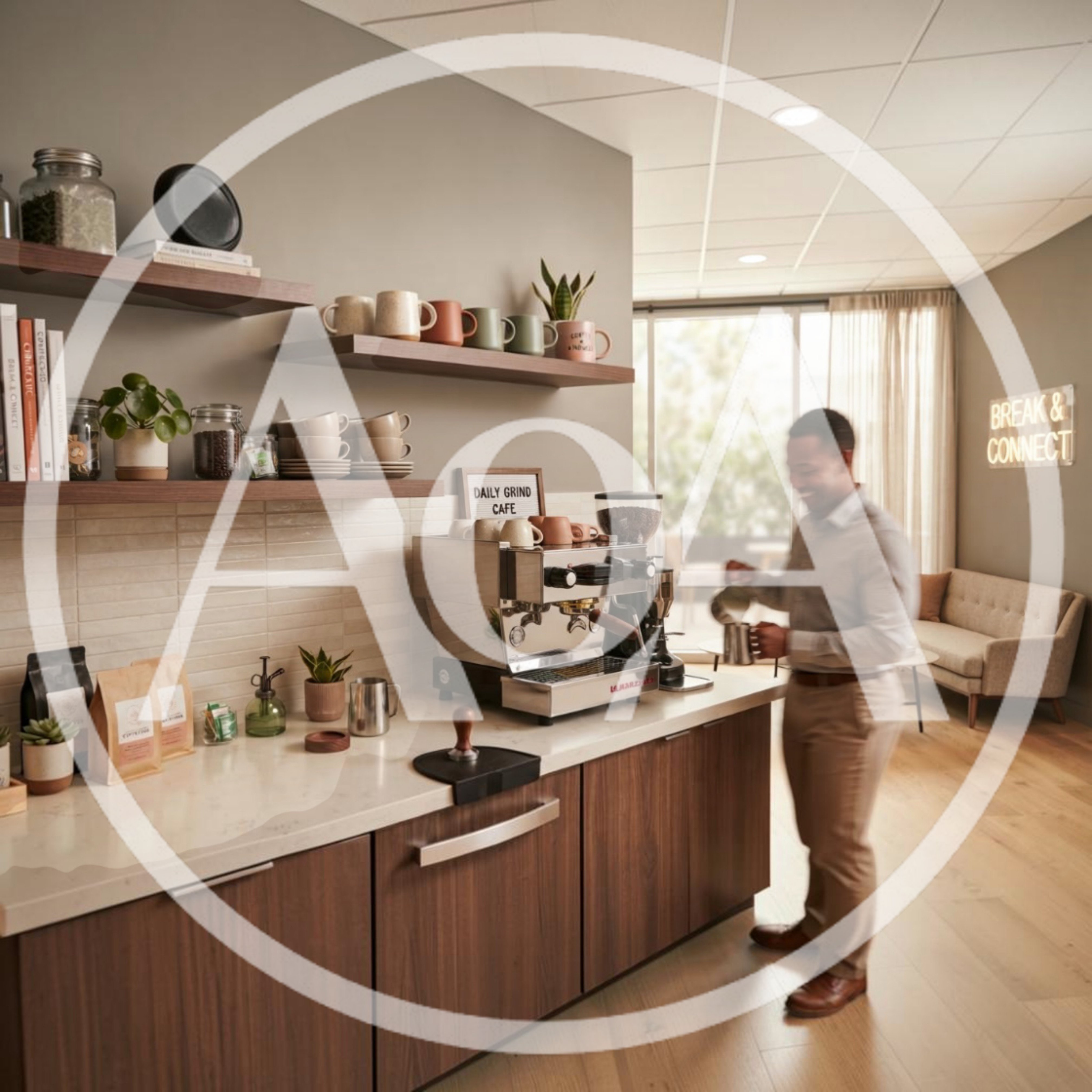 Professional Man Preparing Coffee in Modern Office Kitchen