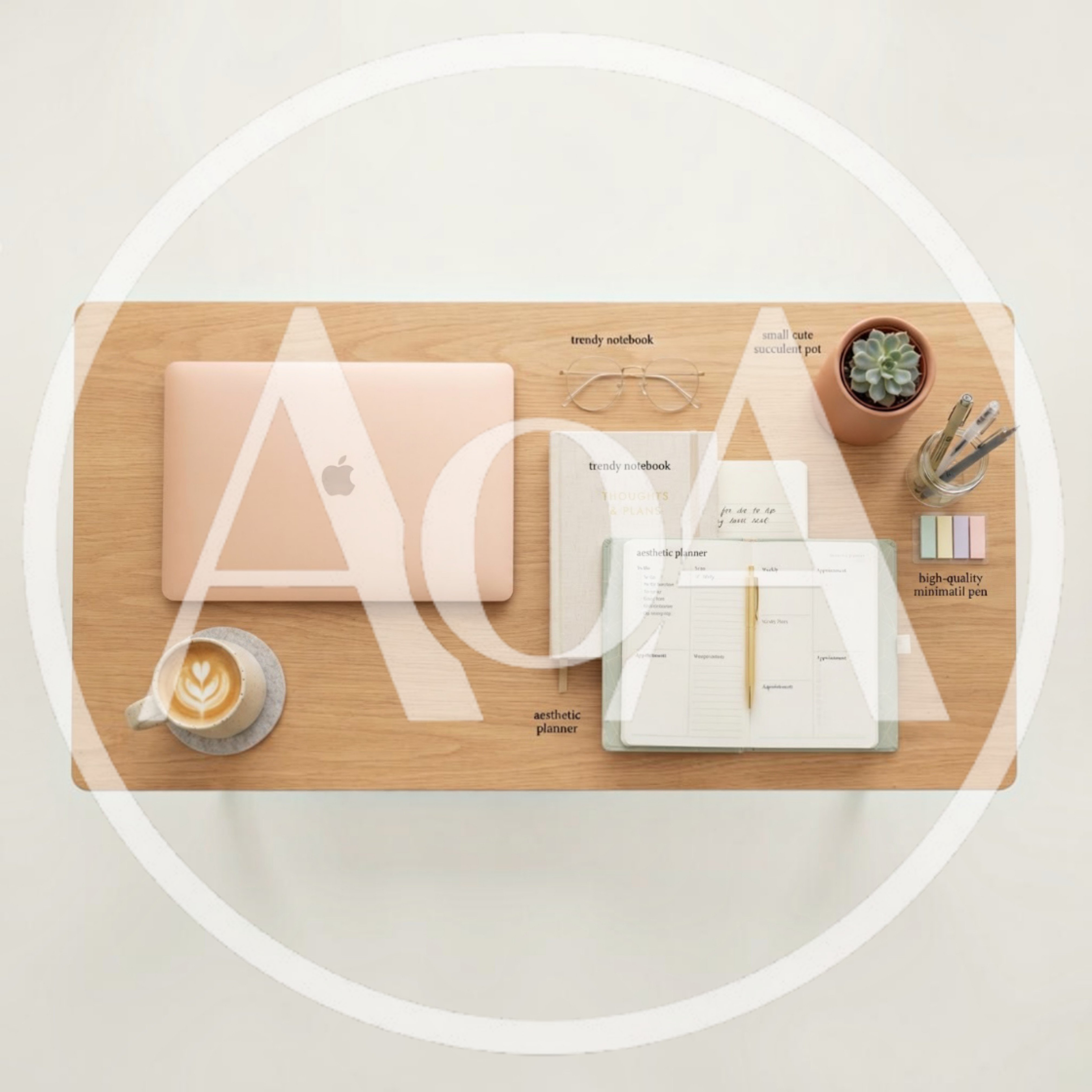 Top Down View Of A Minimalist Desk Setup