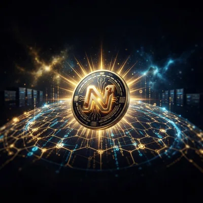 Digital Cryptocurrency Coin With Glowing Network Connections