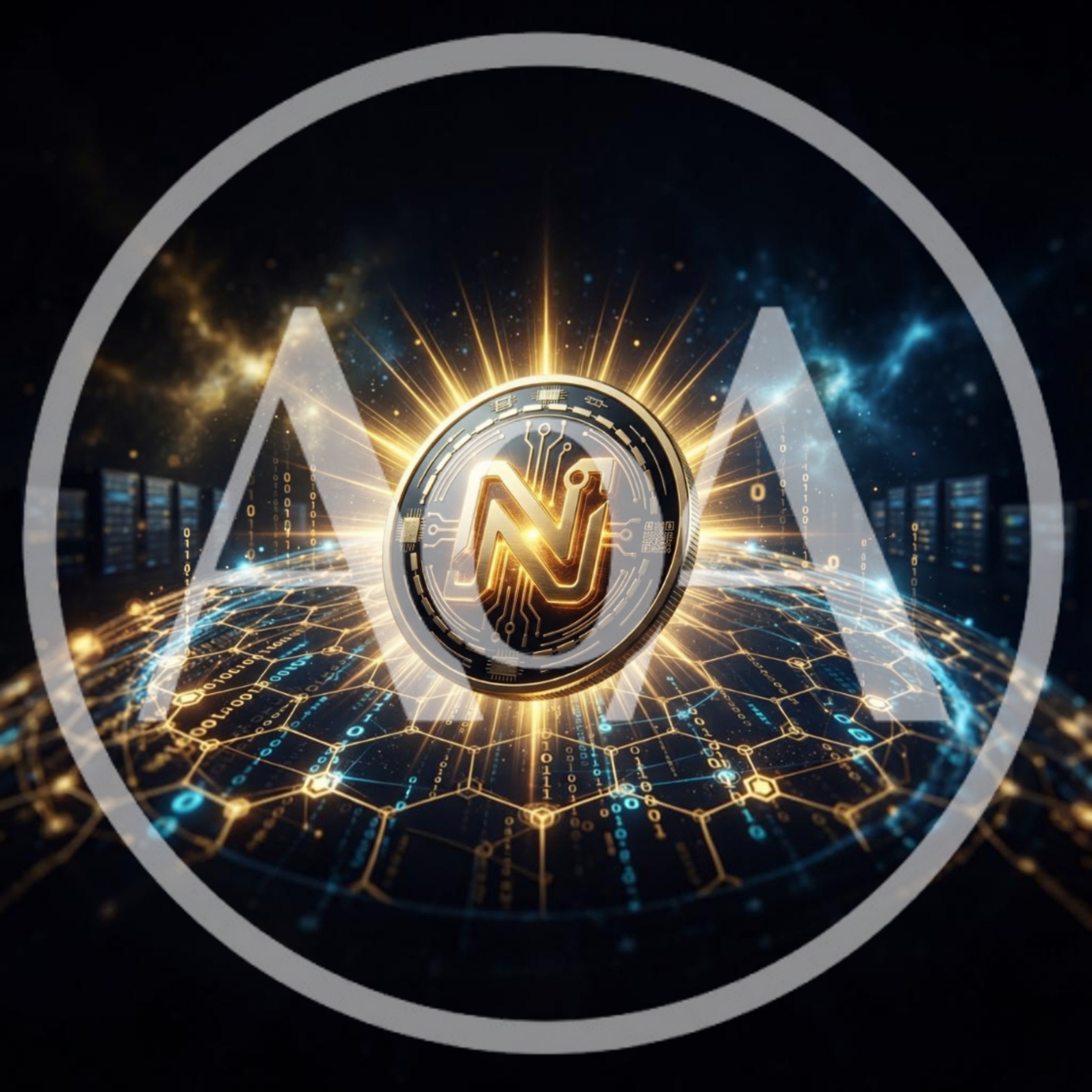 Digital Cryptocurrency Coin With Glowing Network Connections