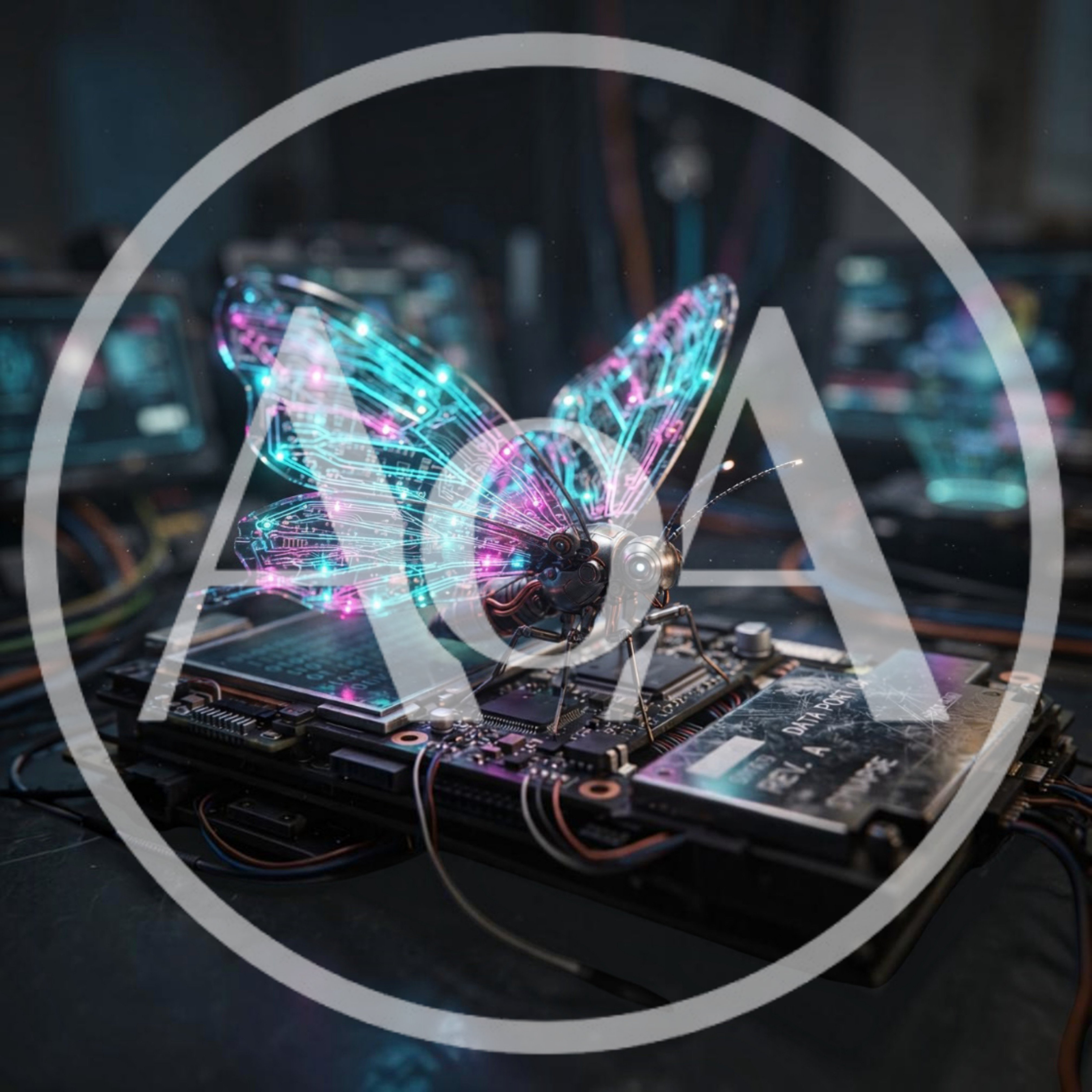 Mechanical Butterfly Resting On A Computer Circuit Board