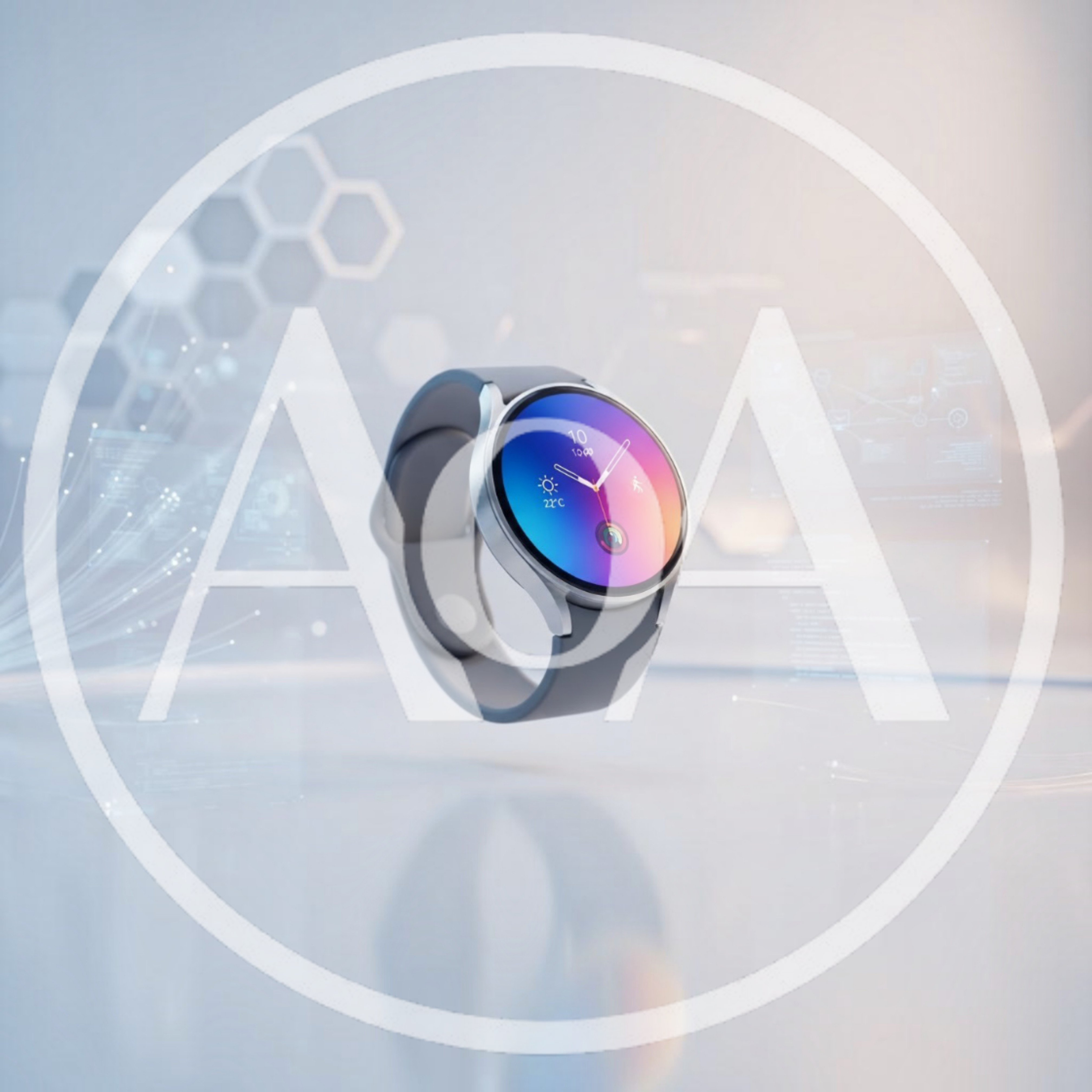 Smartwatch Floating In A Futuristic Digital Data Environment