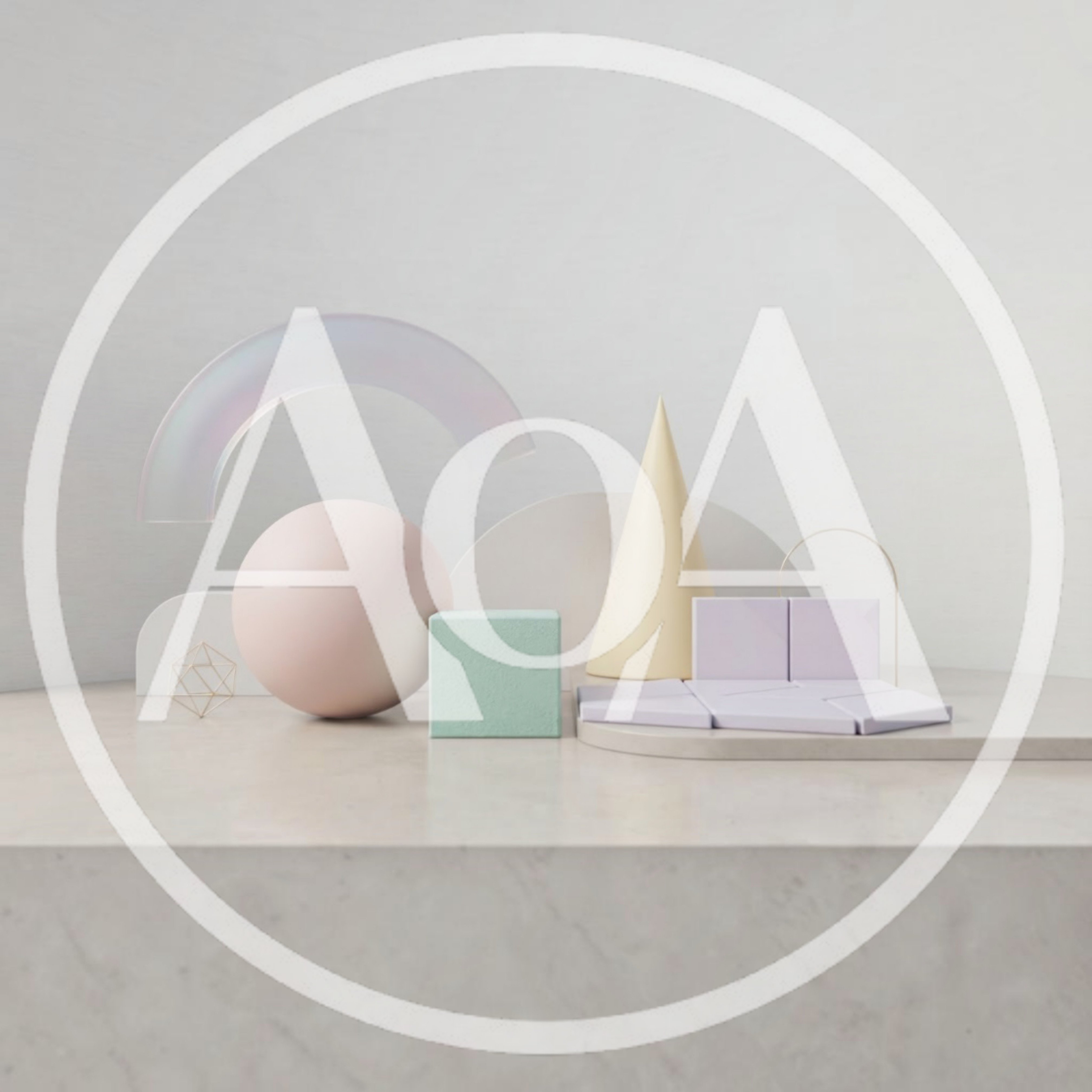 Abstract 3D Geometric Shapes On Marble Surface