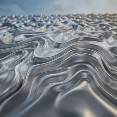 Abstract Liquid Silver Metal Wave Surface Background