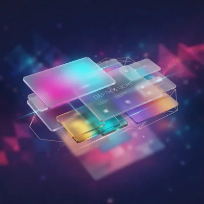 Abstract Floating Glass UI Panels With Neon Lighting