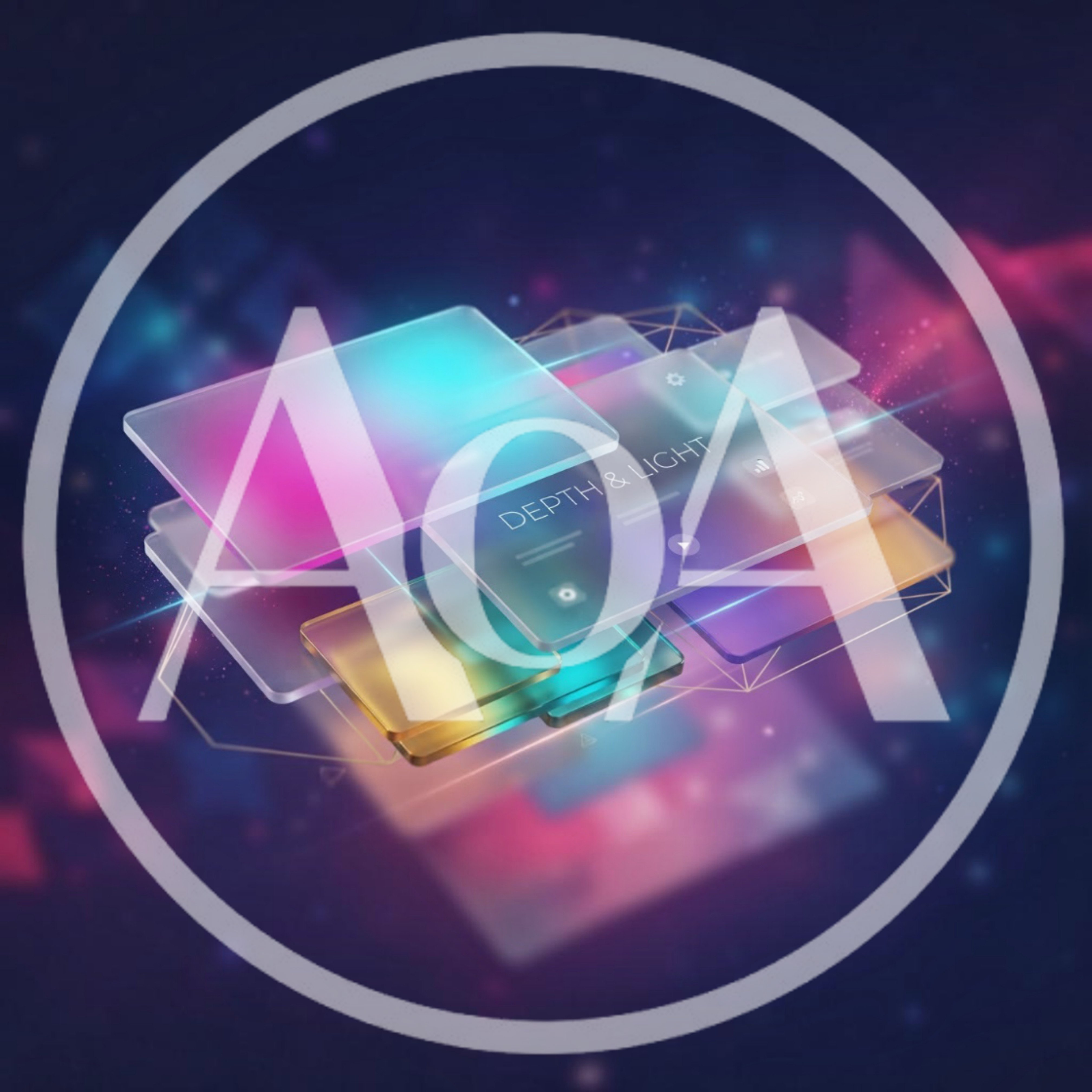 Abstract Floating Glass UI Panels With Neon Lighting