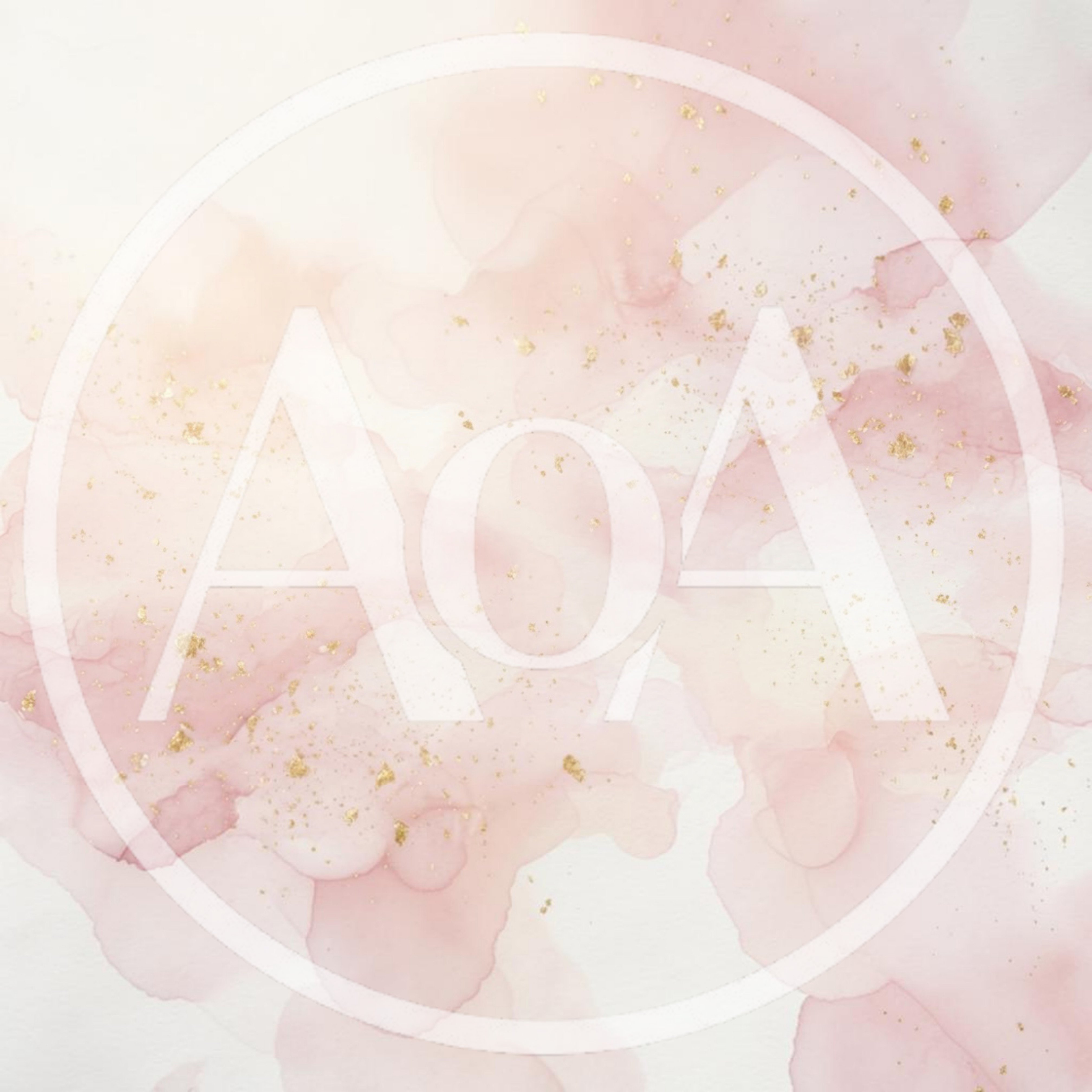 Abstract Pink Watercolor Background With Gold Leaf Flakes