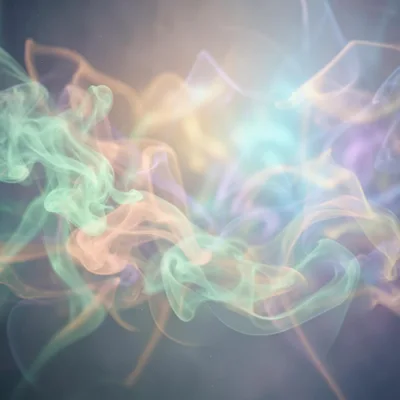 Abstract Colorful Smoke Swirls On Dark Background