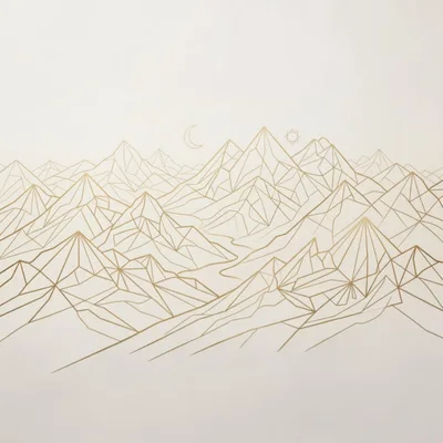 Minimalist Geometric Mountain Range Line Art Illustration